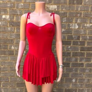 Fashion Nova Red Tiered Mini Dress with Tie Straps